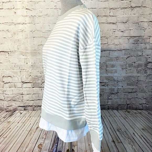 Cali Be Womens Gray Long Sleeve Striped Layered Oversized Sweatshirt Small NWT - Picture 4 of 8